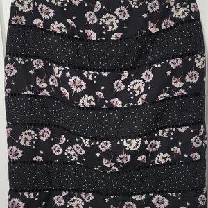 White House Black Market Firi Bumblebee Striped Floral Skirt Fully Lined